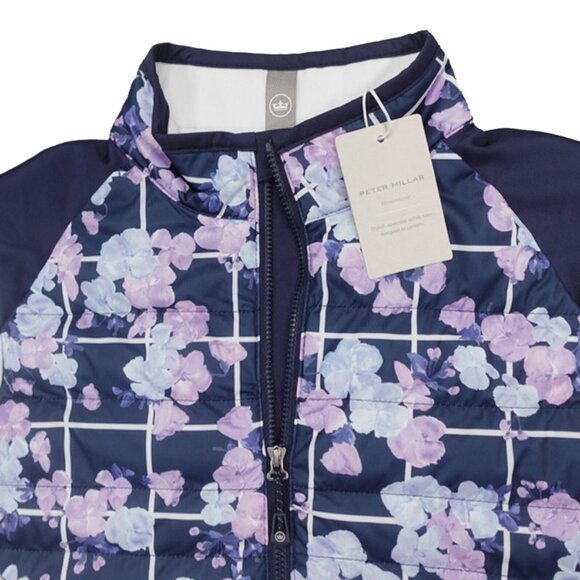 NEW $230 PETER MILLAR Merge Hybrid Golf Jacket!  Navy With Floral Print  Quilted - Picture 5 of 7